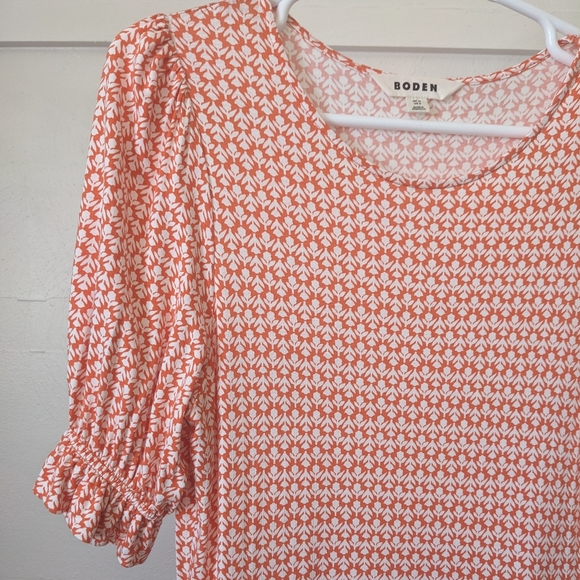 Boden Size 8 Fit and Flare Dress Orange and White Tulip Floral Pattern - Picture 4 of 4